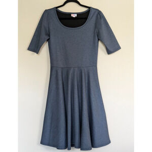 LuLaRoe Women's Medium Nicole Dress – Scoop Neck 1/2 Sleeve Denim-Like Material